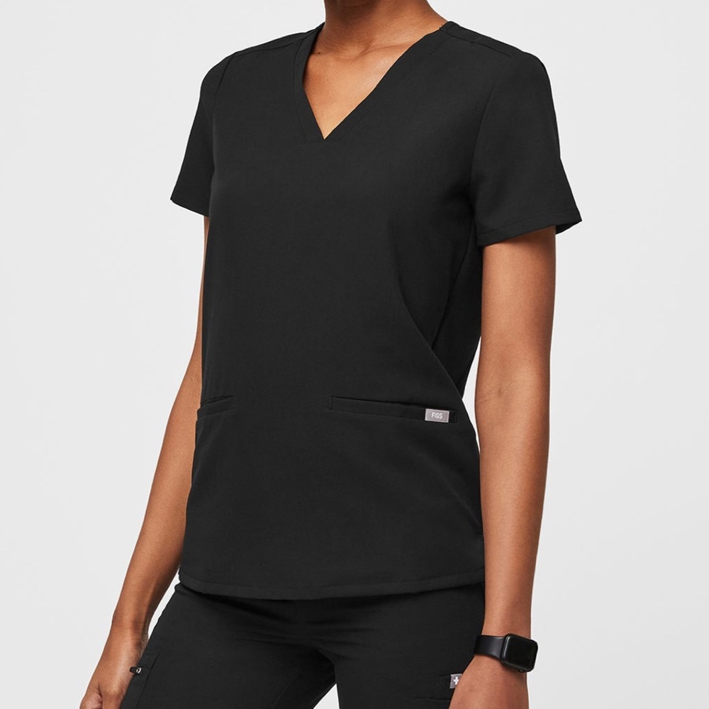 FIGS Scrubs 2-PIECE SET — Casma Top & High Waisted Zamora Jogger Pants, Black XS